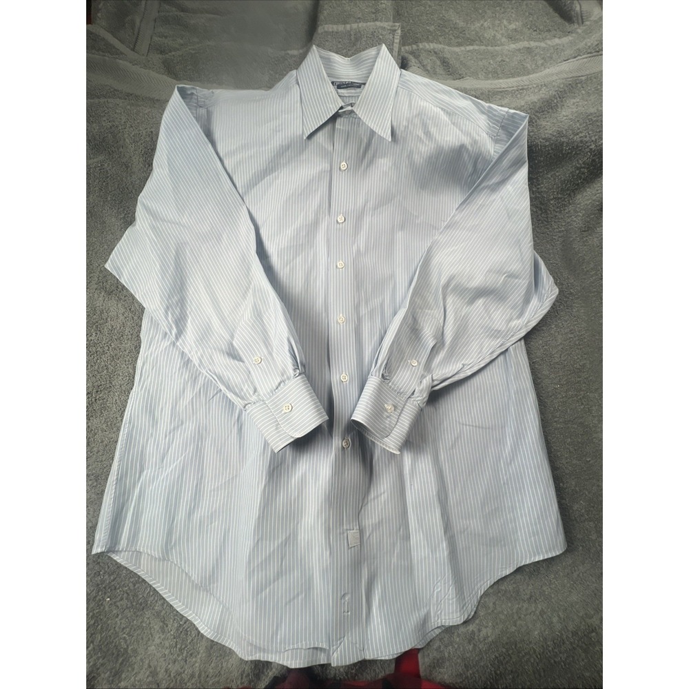 Polo Ralph Lauren Mens 15.5x34/ Long Sleeve Blue Stripe Button Up Shirt